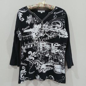 Bedazzled Venice three-quarter length sleeved top